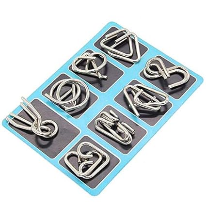 ST Creation Metal Wire Puzzle IQ Mind Brain Teaser Interlocking Games Set Educational for Kids/Teenagers All Age Group-(8 Pieces)