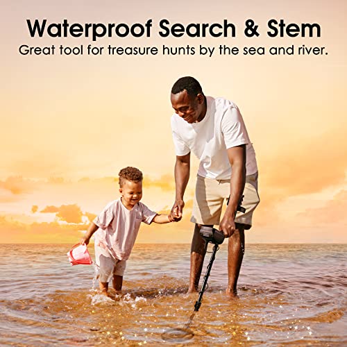 Metal Detector - Professional Metal Detector with LED Flash Indicators, Adjustable Waterproof Detectors (35- 45 inch) with Folding Shovel & Carrying Bag Audio Prompt Gold Metal Detector