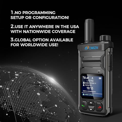 OMIZN-T6 Ultra-Delgado Global Walkie Talkie con Tarjeta SIM Alcance Ilimitado PoC Radios AES256 Carga Type-C IP64 2 Unidad