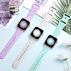 3 Pack Floral Engraved Bands Compatible with Apple