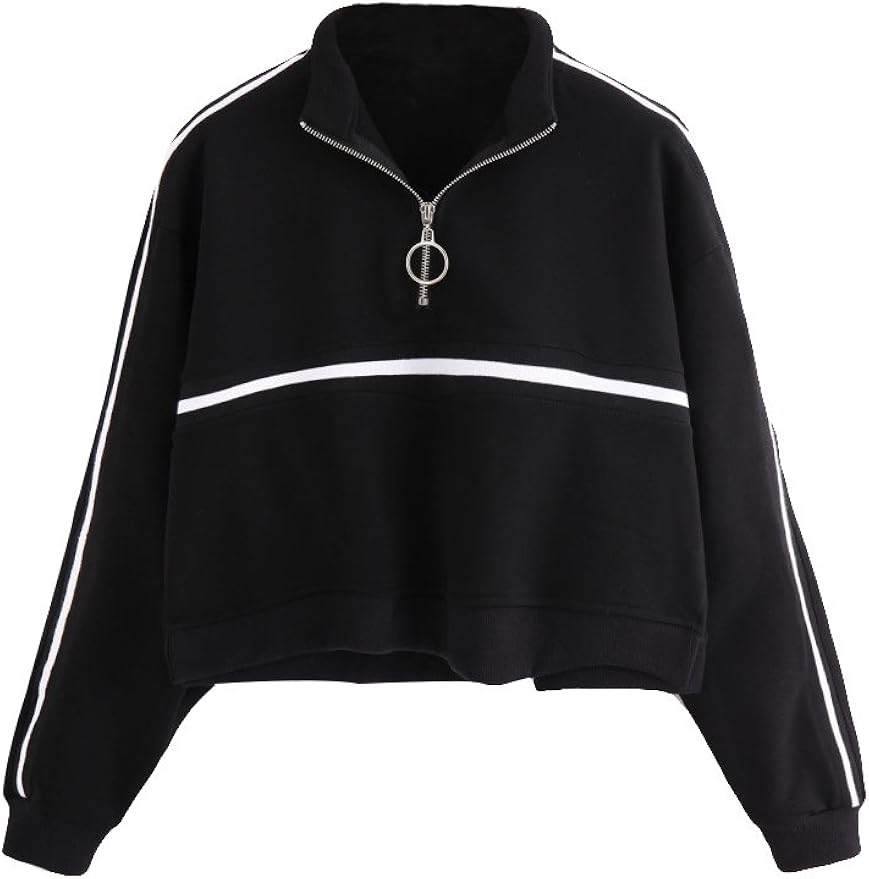 cropped zip front sweatshirt