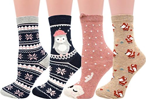 JMEETY Womens Funny Animal Pattern Cotton Crew Socks K6