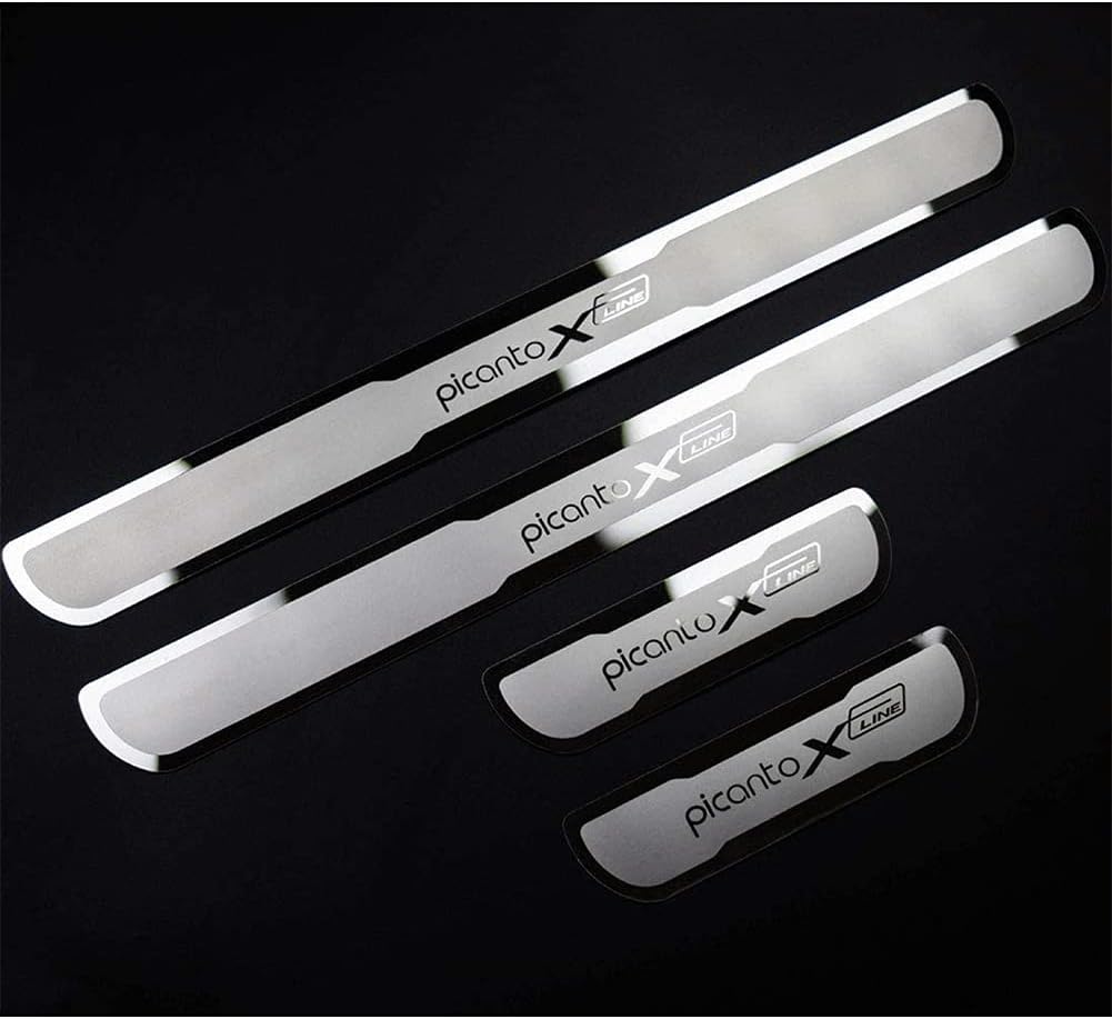 4 Pcs Car Kick Plates Stainless Steel Sticker Trim Car Door Sill Exterior Accessories Protector