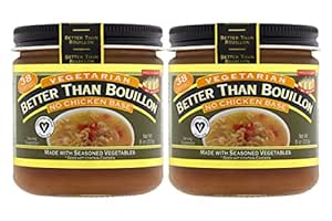 Better Than Bouillon Vegetarian No Chicken Base, Made with Seasoned Vegetables, Certified Vegan, Makes 9.5 Quarts of Broth, 38 Servings, 8 OZ Jar (Pack of 2)