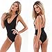 Vovotrade Sexy Women Sleeveless Swimwear Ladies Bodysuit Leotard V Neck Backless Jumpsuit Bikini (S, Black)