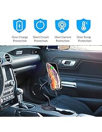 Pemsem   Soporte de teléfono para coche con cargador inalámbrico de coche, cargador automático inalámbrico de 10 W, soporte de carga rápida para teléfono y rejilla de ventilación, compatible con iPhone Samsung (negro)