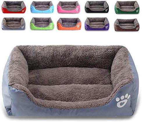 FRISTONE Washable Dog Bed, Warm Soft Hardwearing Basket Pet Bed (L: 21"x15"x5", Grey)