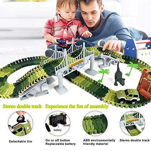 image for aPerfectLife 142 Pieces Easy to Assemble Dinosaur Car Race Tracks Jura