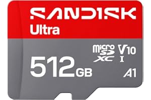 SANDISK 512GB Ultra microSD UHS-I Card - Up to 195MB/s Read Speed, Full HD Video, V10, U1, C10, A3 - SDSQUJQ-512G-GZ6MA