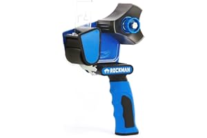 Rockman tools Premium Heavy-Duty Tape Dispenser Gun 08- Soft-Touch Ergonomic Handle Design, Transparent Pressing Plate, Ideal