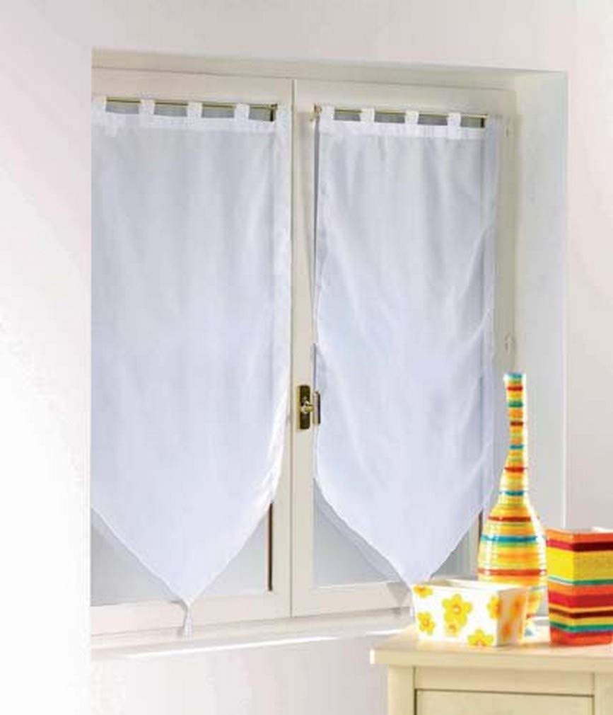 Douceur d'Interieur Voile Uni 2-Net Curtain Pompon, Blanc