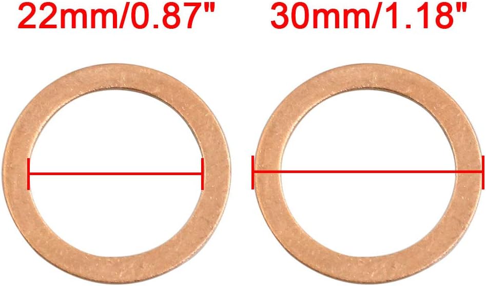 X AUTOHAUX 20 Pcs 22mm Inner Diameter Copper Washers Parts Flat Gasket Fitting - Image 4