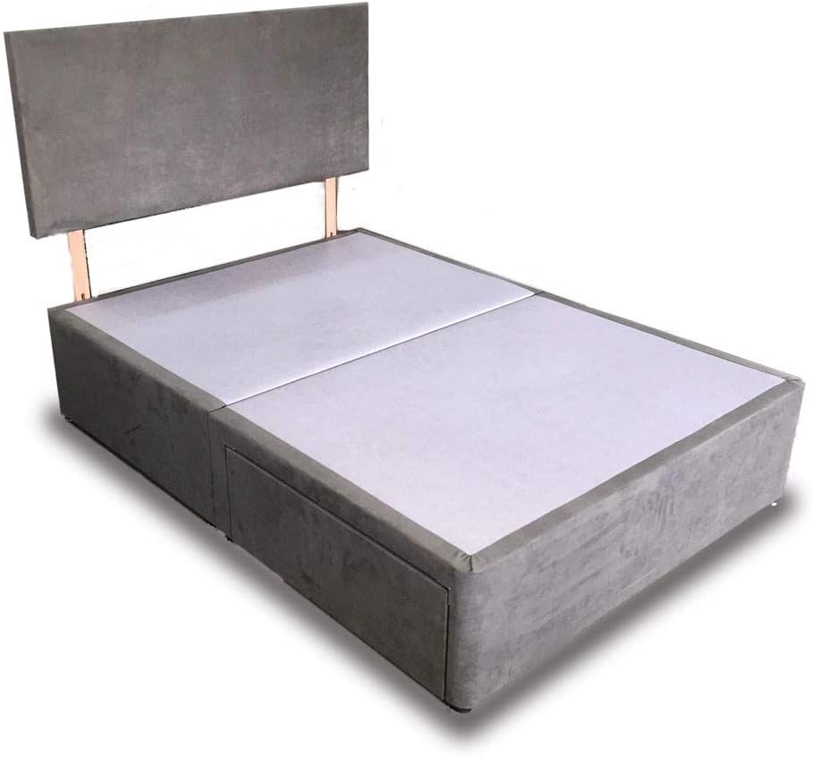 Grey Suede Divan Bed SetWith Headboard2 Drawers(same right side)Free