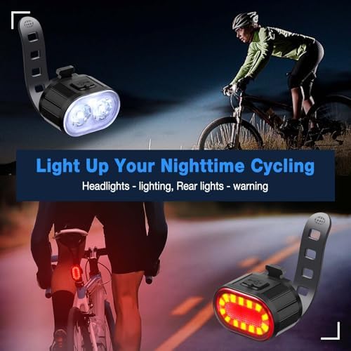 Luces Bicicleta Delantera y Trasera, 4+6 Modos USB Recargable IPX4