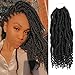 MOBOK 6packs NEW Goddess Locs Crochet Hair 14 Inch Pre-Looped Skinny River Fauxs Locs Wavy Crochet With Curly Hair In Middle And Ends (14inch, 1b#)