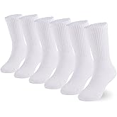 Marchare Boys Socks Kids Cushioned Crew Socks Girls Thick Cotton Athletic Running Socks Black/White 6 Pack