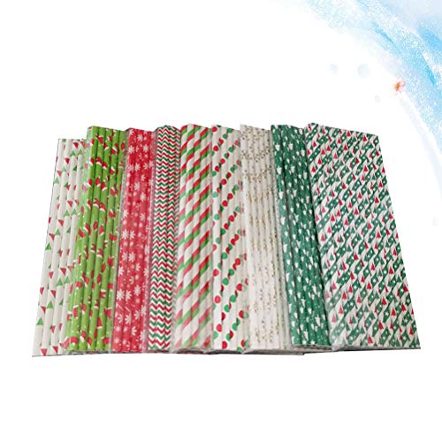 Cabilock 9 Sets Papier-Trinkhalme mit Weihnachtsmotiv, Einweg-Papier-Trinkhalme für Weihnachten, Geburtstag, Party (25… – Bild 8