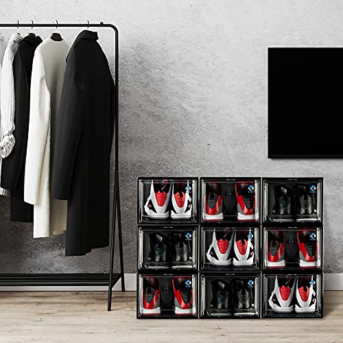 YOUR KIX Drop Front Shoe Box, Black Stackable 1 Case Sold