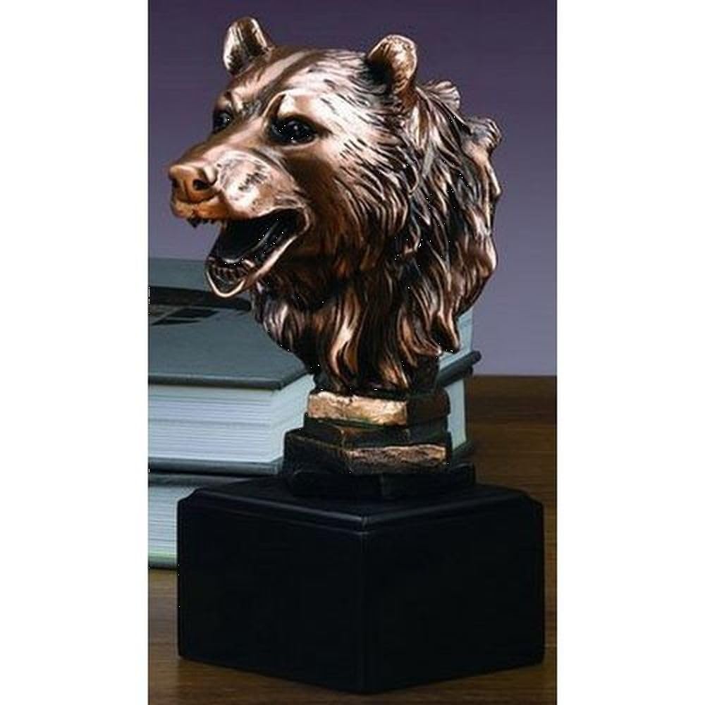 Stock Market Bear Bust - Wall Street Bronze Finish