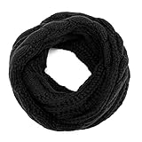 ALLMILL Womens Thick Ribbed Knit Winter Infinity Circle Loop Scarf (Black)
