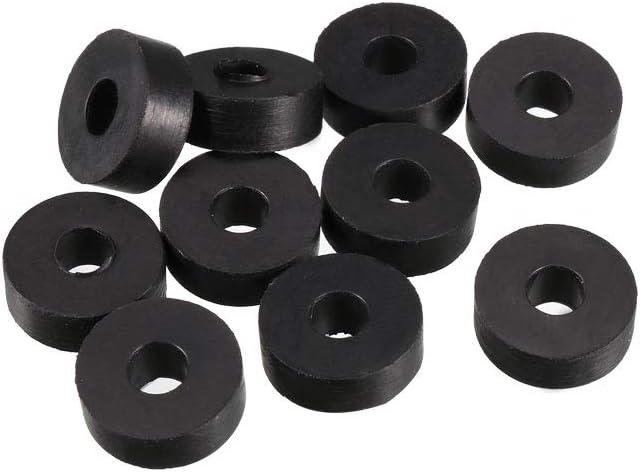 sourcingmap Rubber Flat Washers 11mm OD 4mm ID 4mm Thickness for Faucet Pipe Water Hose Pack of 10, 11mmx4mmx4mm