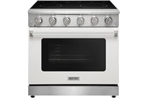 KOSTCH 36 inch Professional Electric Range with 5 Heating Elements Cooktop, 6.0 Cu. Ft. Convection Oven Capacity, Smooth Glass Top, in Stainless Steel, KOS-36RE06H (White)
