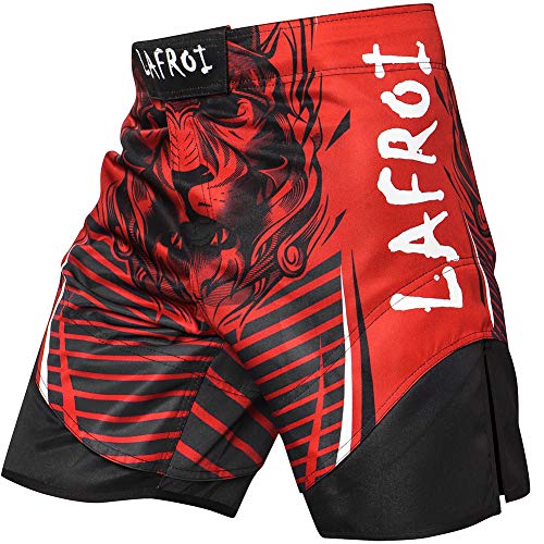 LAFROI Mens MMA Cross Training Boxing Shorts Trunks Fight Wear with Drawstring and Pocket-QJK01