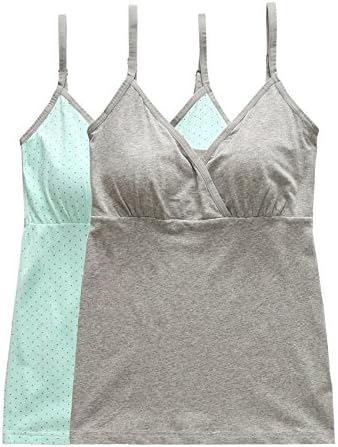 Bapabag Womens Seamless Maternity Nursing Tank Breastfeeding Sleep Camisole Top (L(Fits for 38B-38DD), Gray Green)