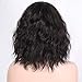 ENTRANCED STYLES Short Black Wig Bob Curly Wig for Women Synthetic Wigs for Girls Natural Wig with Side Parting Heat Resistant Fiber