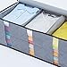 1Storage Charcoal Fiber Clothing Organizer Bag, 3Cells, Carry Handles, Grey 902-19
