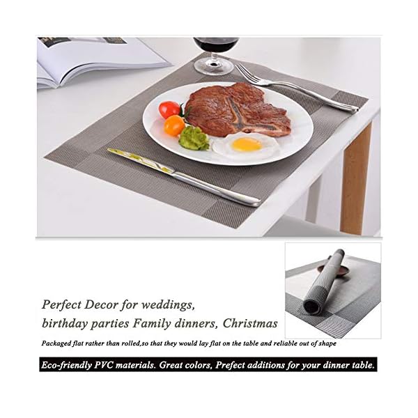 Panngu-Modern-Placemats-Set-of-6-Premium-Table-Place-Mat-with-6x-Placemats6x-Coasters-Heat-Resistant-Washable-445X30cm-Simple-Silver-Grey Panngu Modern Placemats Set of 6, Premium Table Place Mat with 6x Placemats+6x Coasters Heat Resistant Washable, 45X30cm…