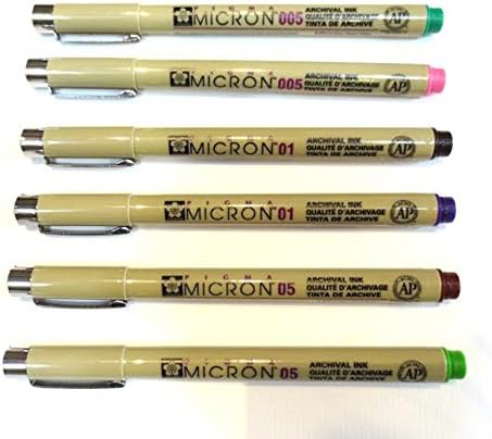 Set of 6 Multi-Color Sakura Pigma Micron Pens