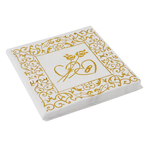 Geeklife Gold Paper Napkins ,Sparkly Gold Foil Rose