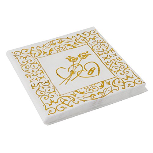 Geeklife Gold Paper Napkins ,Sparkly Gold Foil Rose Luncheon Napkins ,2-ply ,20 pcs Pack for Dinner ,Lunch ,Birthday and Baby Shower