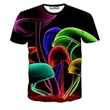 FaPlus Men's Fashion Cool Magic Mushrooms 3D Print T-Shirts