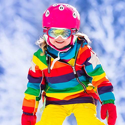 PP PICADOR Kids Ski Goggles, Kid Snow Snowboard Goggles for Boys Girls 4-7 with Over Glasses OTG Design Anti-Fog Lens 100% UV Protection Helmet Compatible(Gradual Pink)