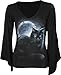 Spiral - Womens - MYSTICAL MOONLIGHT - V Neck Goth Sleeve Top Black