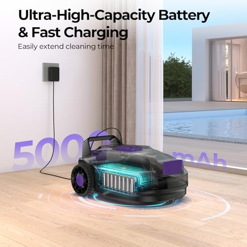 Redroad Robotic Pool Cleaner with Dual-Drive Motors,Dual-Layer Filtration, 180Min Runtime, Powerful Cordless Pool Vacuum for Above-Ground & Flat Pools,Auto-Parking Design,Double Suction Port S2