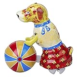 Off the Wall Toys Vintage Style Tin Wind up Toy Dog Play Ball with Key