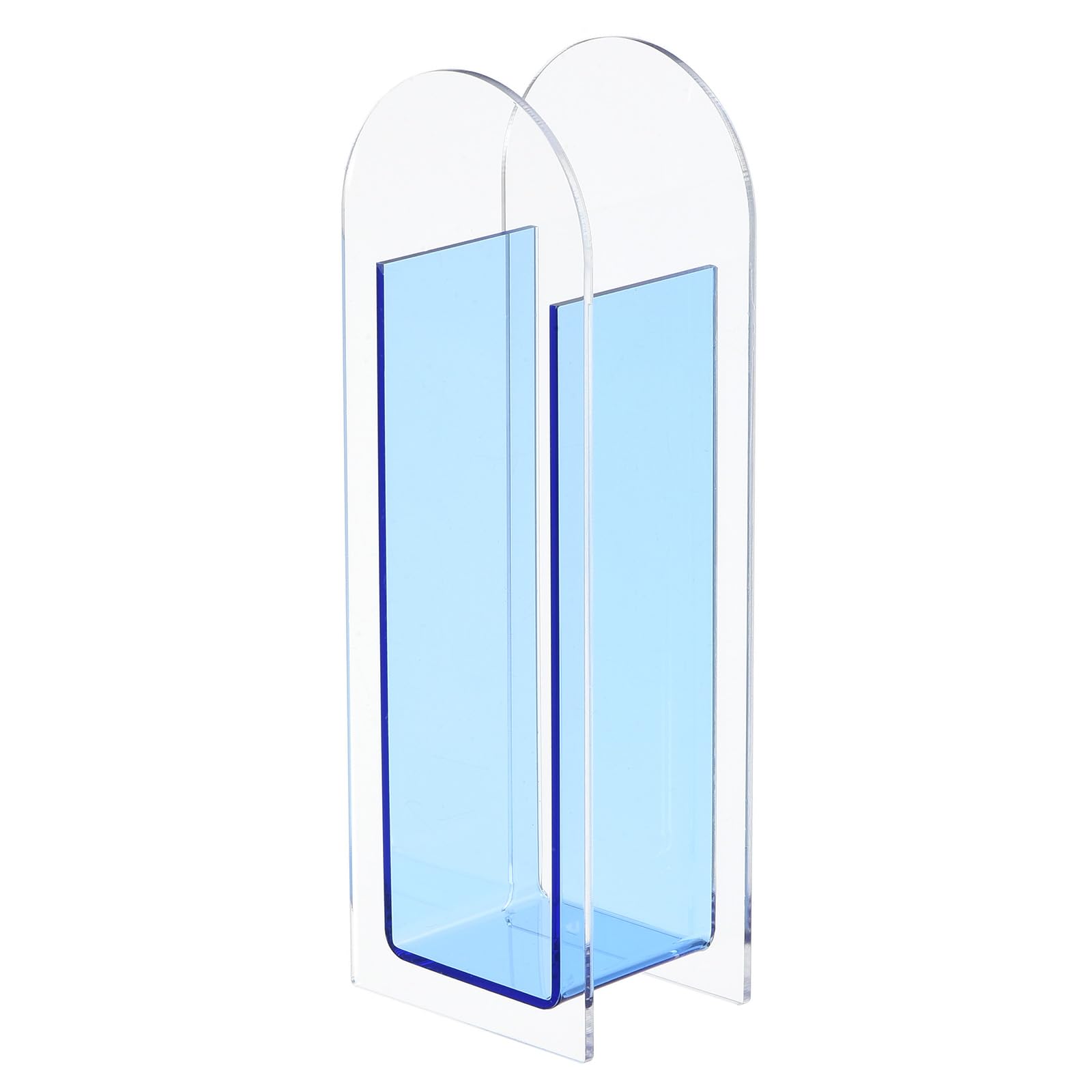 PATIKIL Acrylic Vase, Arch Acrylic Floral Vase Clear Geometric Plastic Decorative Vase for Wedding Table Centerpiece Home Decor, Blue