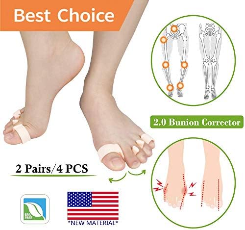 Orthopedic Bunion Corrector 2.0 and Bunion Relief Protectors, Soft Gel Toe Separators Stretchers for Relaxing Toes, Hammer Toe and More, for Women and Men（2 Pairs）