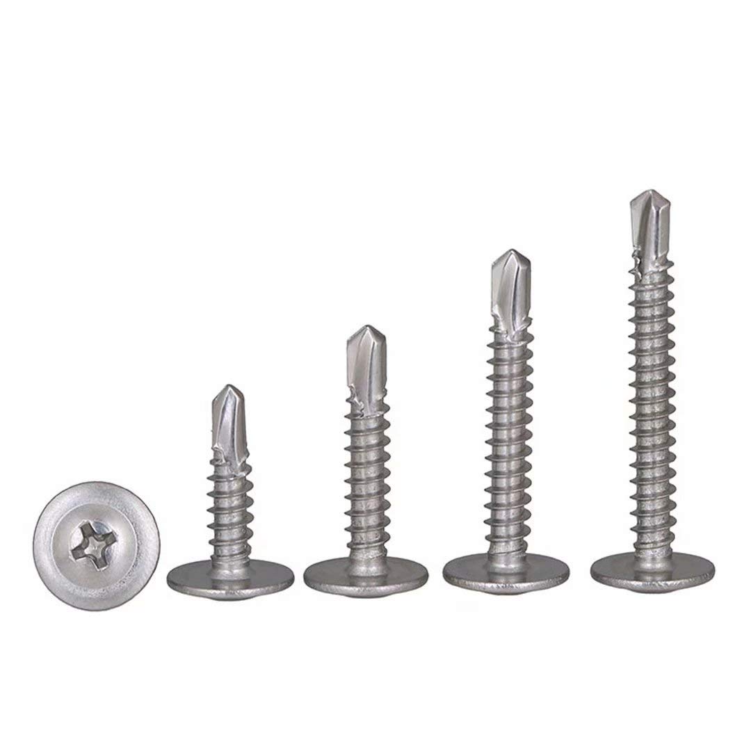 BOZONLI M4.2 Self Drilling Wood Screws, Stainless Steel Pan Head Self Tapping Screws, Drilling Screws with Flanged Head, M4.2×25mm,20 pcs
