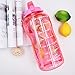 QuiFit Motivational Gallon Water Bottle - with Straw & Time Marker BPA Free 128/64 oz Large Water Jug Leak-Proof Durable for Fitness Outdoor Enthusiasts(Light Pink-B1, 1 Gallon)