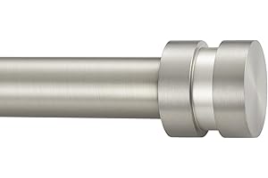 16-120 inch Long Adjustable Matte Nickel Curtain Rods,1 inch Diameter Splicing Heavy Duty Rod Set with Aluminum Finals for Wi