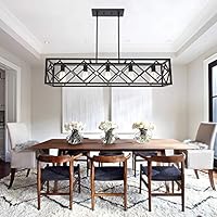 Bonlicht 5 Light Industrial Kitchen Island Lighting In Matte Black Finish Linear Classic Cage Pendant Light Farmhouse Chandelier Metal Hanging Ceiling Fixture Amazon Com