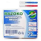 Interdental Brush, Flossing Head,Easy Use Tooth Cleaning Tool (72 Count)