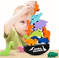GIFT4KIDS Dinosaur Toys for 2 3 4 Year Old Boys Girls Gifts, Wooden Building Blocks Stacking Toys for Boys Age 3 2 5,...