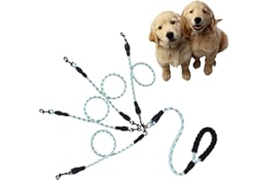 Y-ANNJYA Four Dog Leash,Comfortable 4 Dog Leash with Reflective,360 Swivel No Tangle Four Dog Training Leash,for Large Medium Small Dogs (Blue, Four Leashes)