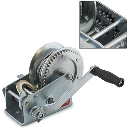 Buy 3000LBS Hand Crank Cable Winch Dual Gear Ratio 51/121 ATV Boat