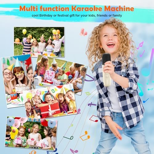 Microfone de Karaoke para crianças, microfones sem fios para Karaoke 2 para crianças, altifalante Bluetooth portátil com efeitos de mudança de voz e luzes LED, para festas, presentes de aniversário e brinquedos educativos